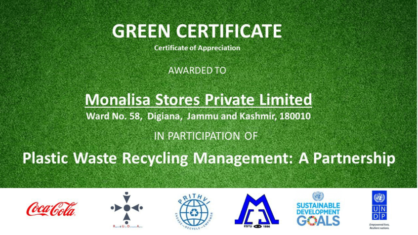 Monalisa Green Certificate-